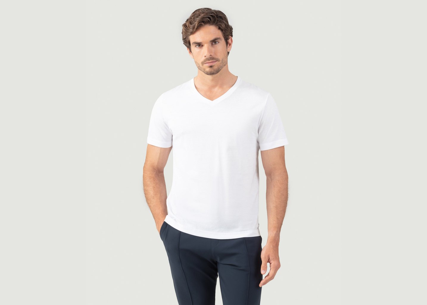 L'exception T Shirt Col V Eyelet Edition Blanc Ron Dorff