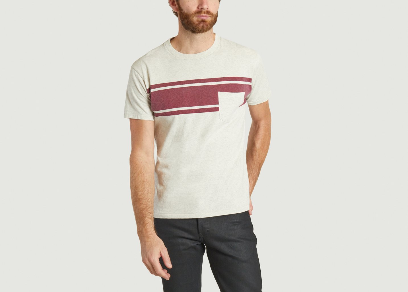 l'exception T shirt College Stripe Beige Velva Sheen