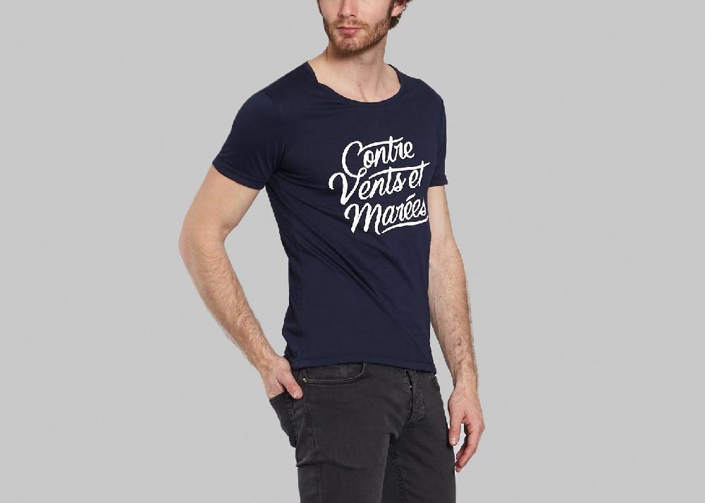 L'exception T Shirt Contre Vents Et Marées Bleu Marine Sacrebleu