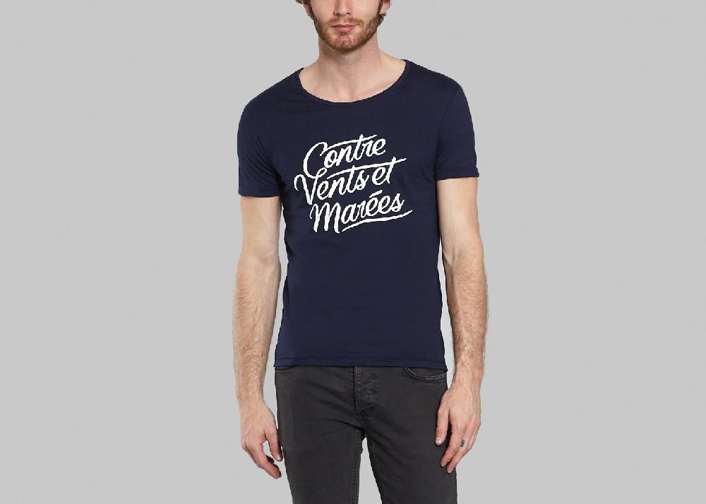 l'exception T Shirt Contre Vents Et Marées Bleu Marine Sacrebleu