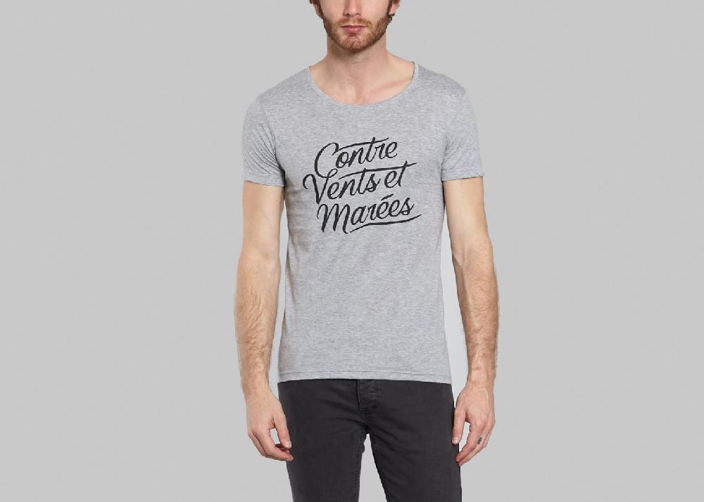 l'exception T Shirt Contre Vents Et Marées Gris Sacrebleu