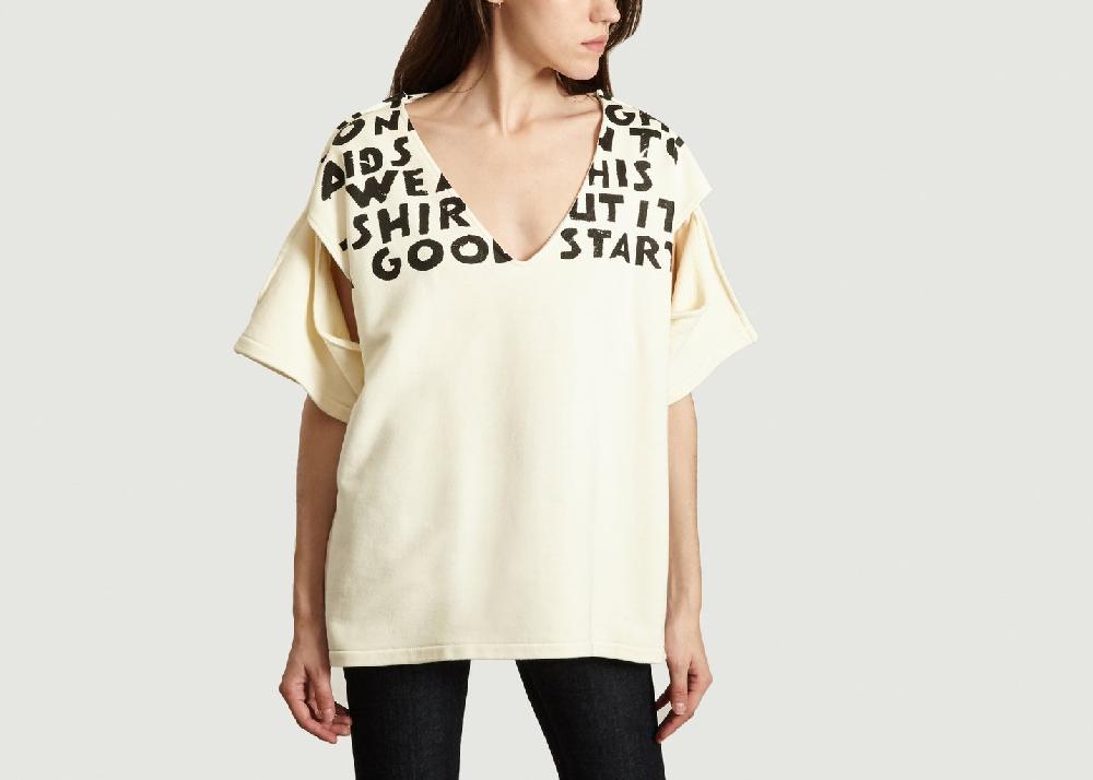 l'exception T Shirt Double Porté Blanc MM6 Maison Margiela