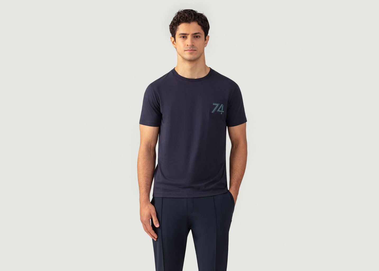 l'exception T Shirt en coton 74 Bleu Marine Ron Dorff