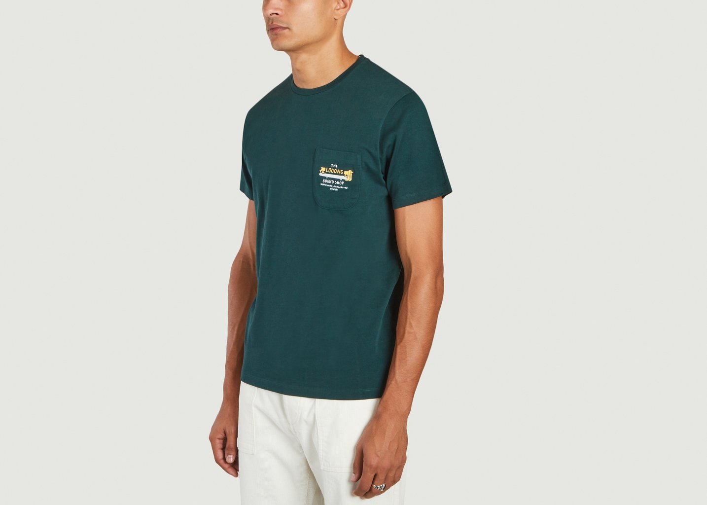 L'exception T Shirt En Coton Bio Avec Poche Brodée Odin Vert Foncé Cuisse De Grenouille