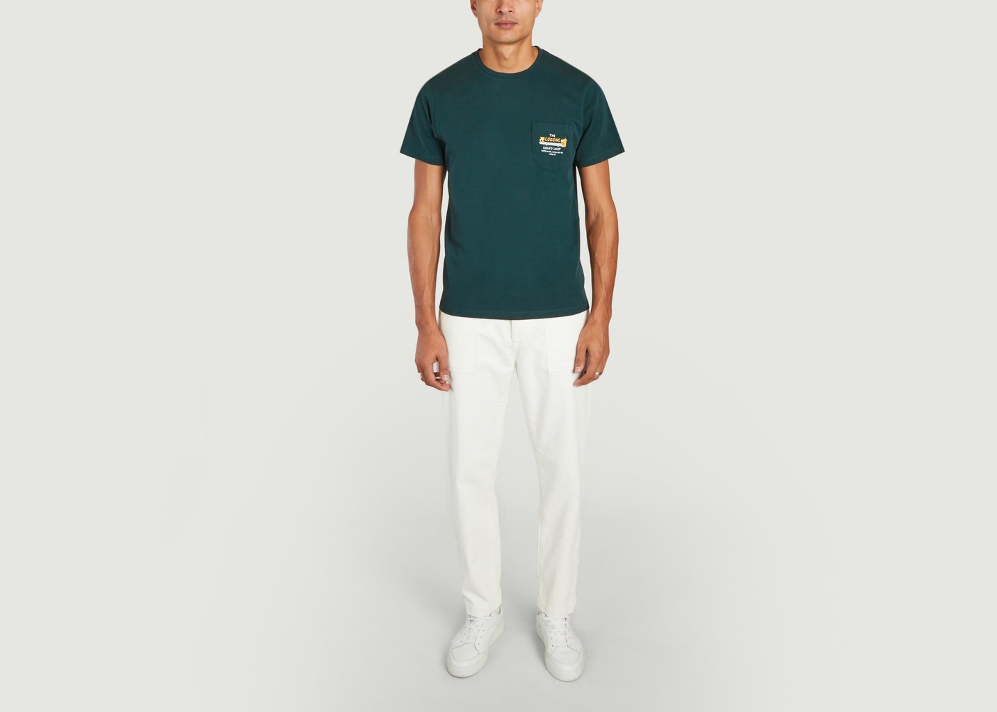 L'exception T Shirt En Coton Bio Avec Poche Brodée Odin Vert Foncé Cuisse De Grenouille