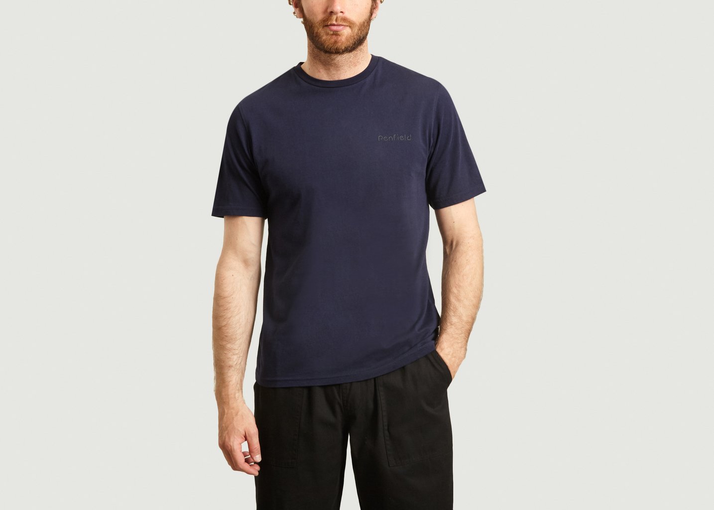 L'exception T Shirt En Coton Bio Wallpole Bleu Marine Penfield