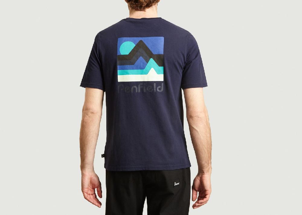 l'exception T shirt en coton bio Wallpole Bleu Marine Penfield