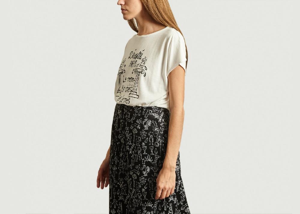 L'exception T Shirt En Coton Et Modal Sérigraphié Blanc Dévastée