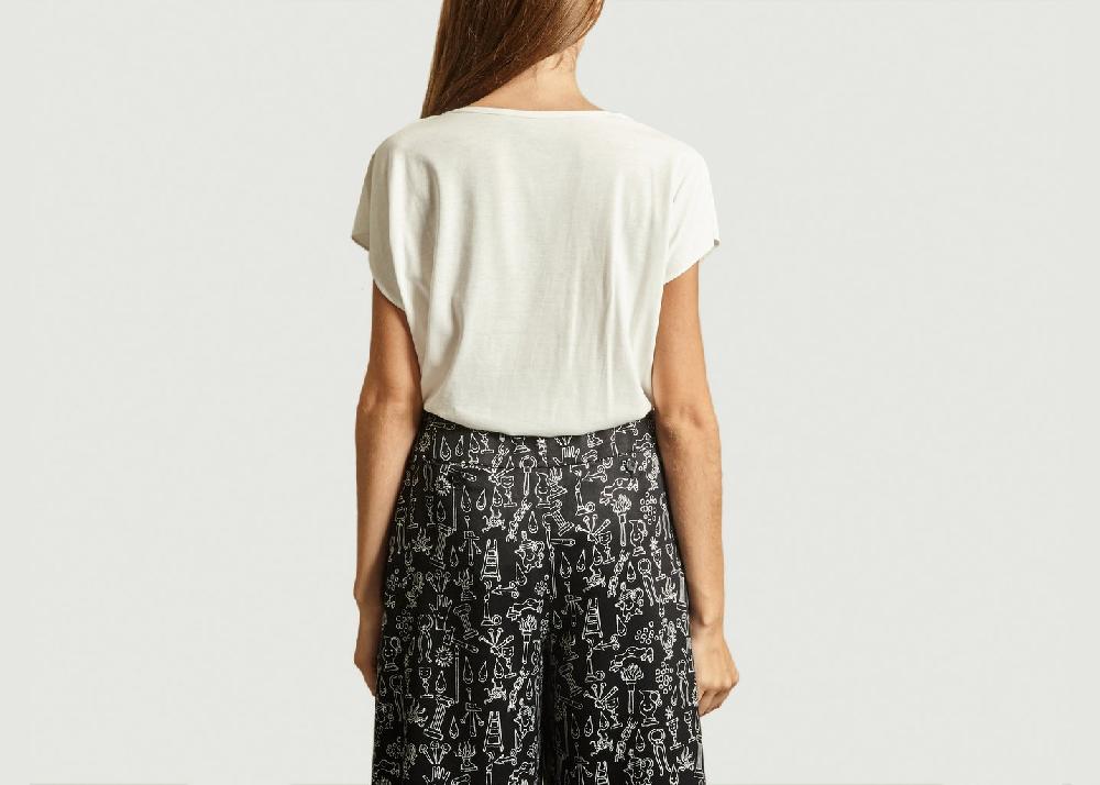 L'exception T Shirt En Coton Et Modal Sérigraphié Blanc Dévastée