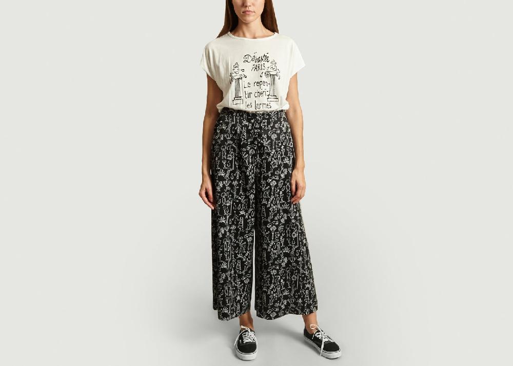 L'exception T Shirt En Coton Et Modal Sérigraphié Blanc Dévastée