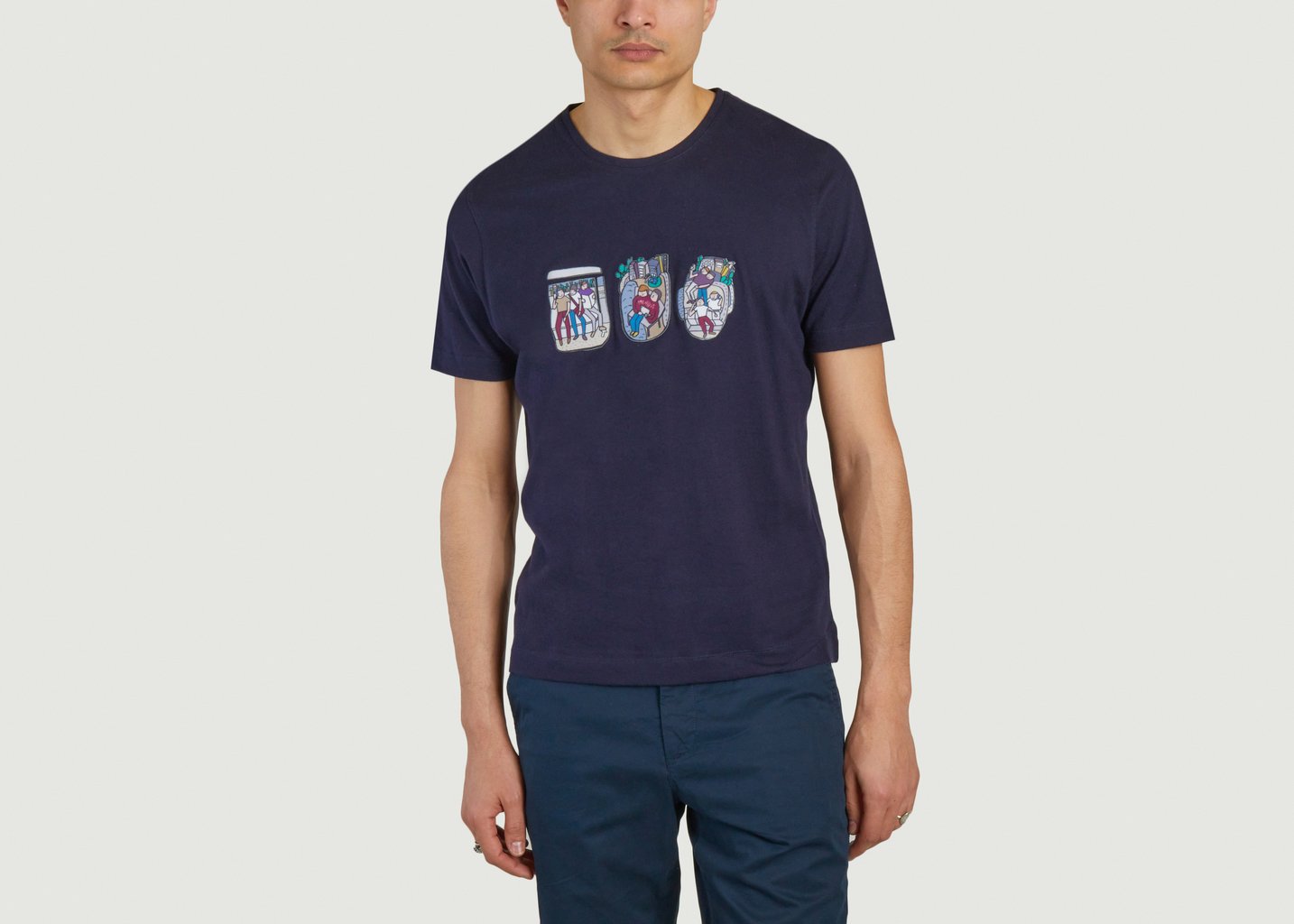 L'exception T Shirt En Coton Japonais Bleu Marine JagVi Rive Gauche