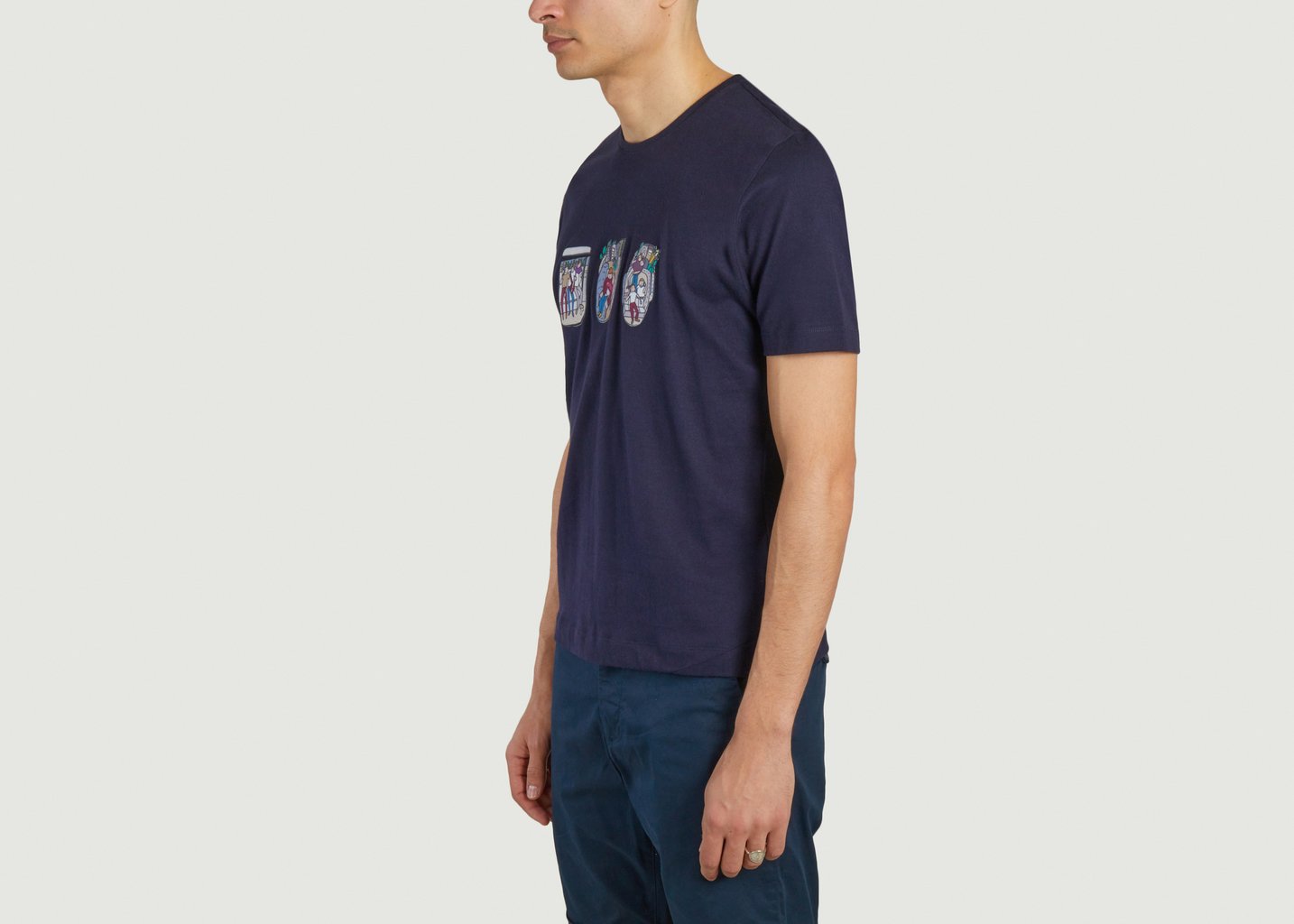 L'exception T Shirt En Coton Japonais Bleu Marine JagVi Rive Gauche