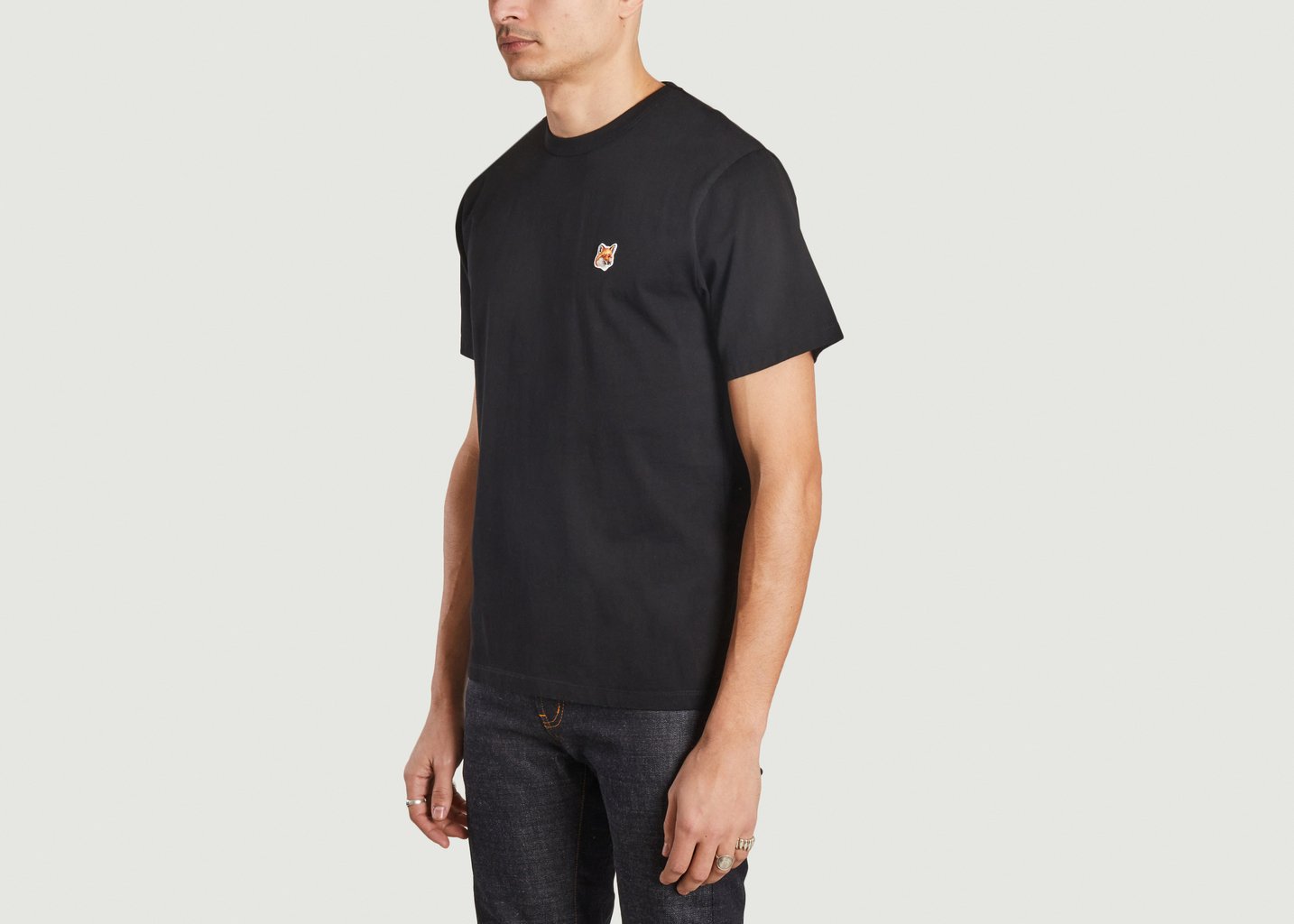 L'exception T Shirt Fox Head Patch Noir Maison Kitsuné