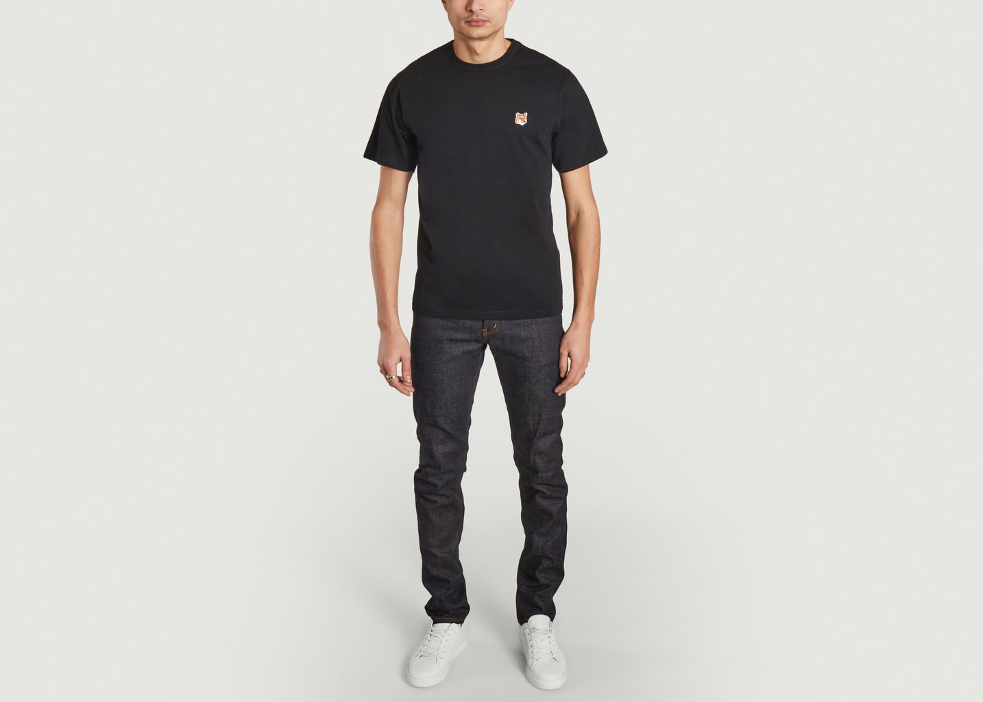 L'exception T Shirt Fox Head Patch Noir Maison Kitsuné