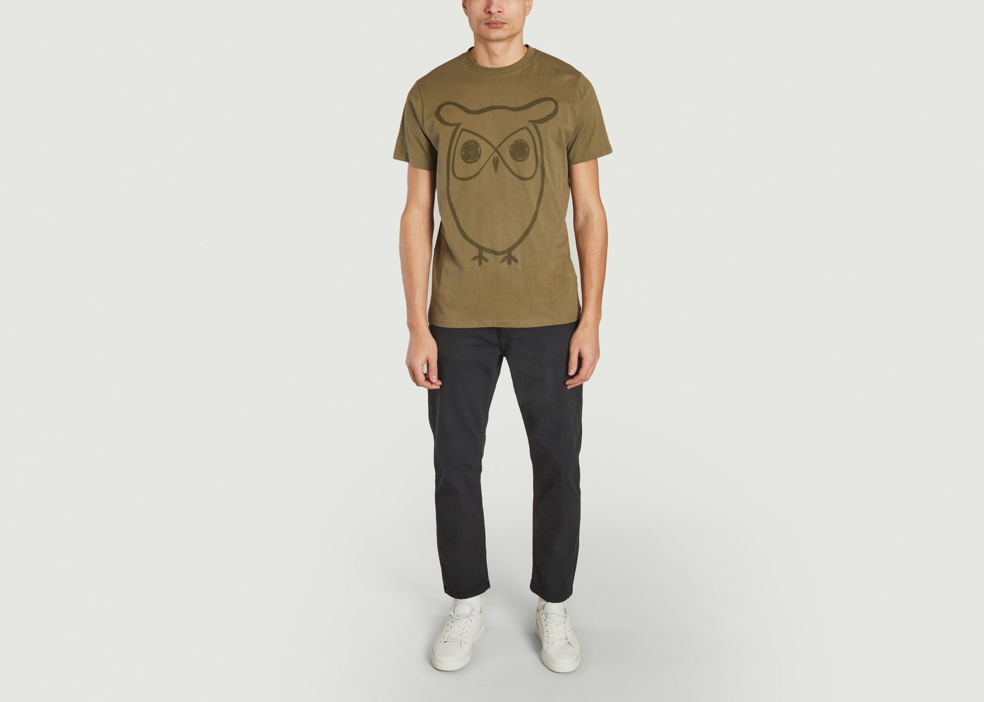 L'exception T Shirt Hibou Khaki Knowledge Cotton Apparel