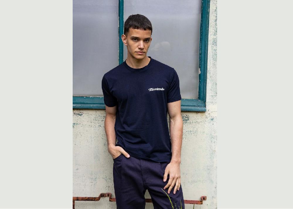 l'exception T Shirt imprimé basique Bleu Marine Misericordia