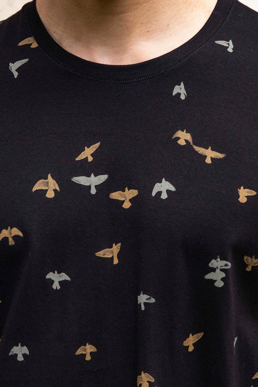 L'exception T Shirt Imprimé Oiseaux Noir Misericordia