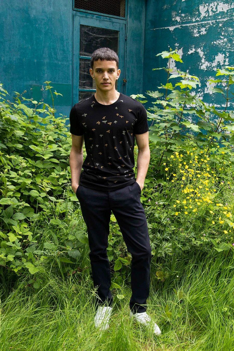 L'exception T Shirt Imprimé Oiseaux Noir Misericordia