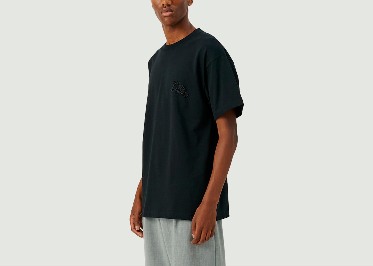 L'exception T Shirt Kai Beaded Logo Bleu Marine Soulland