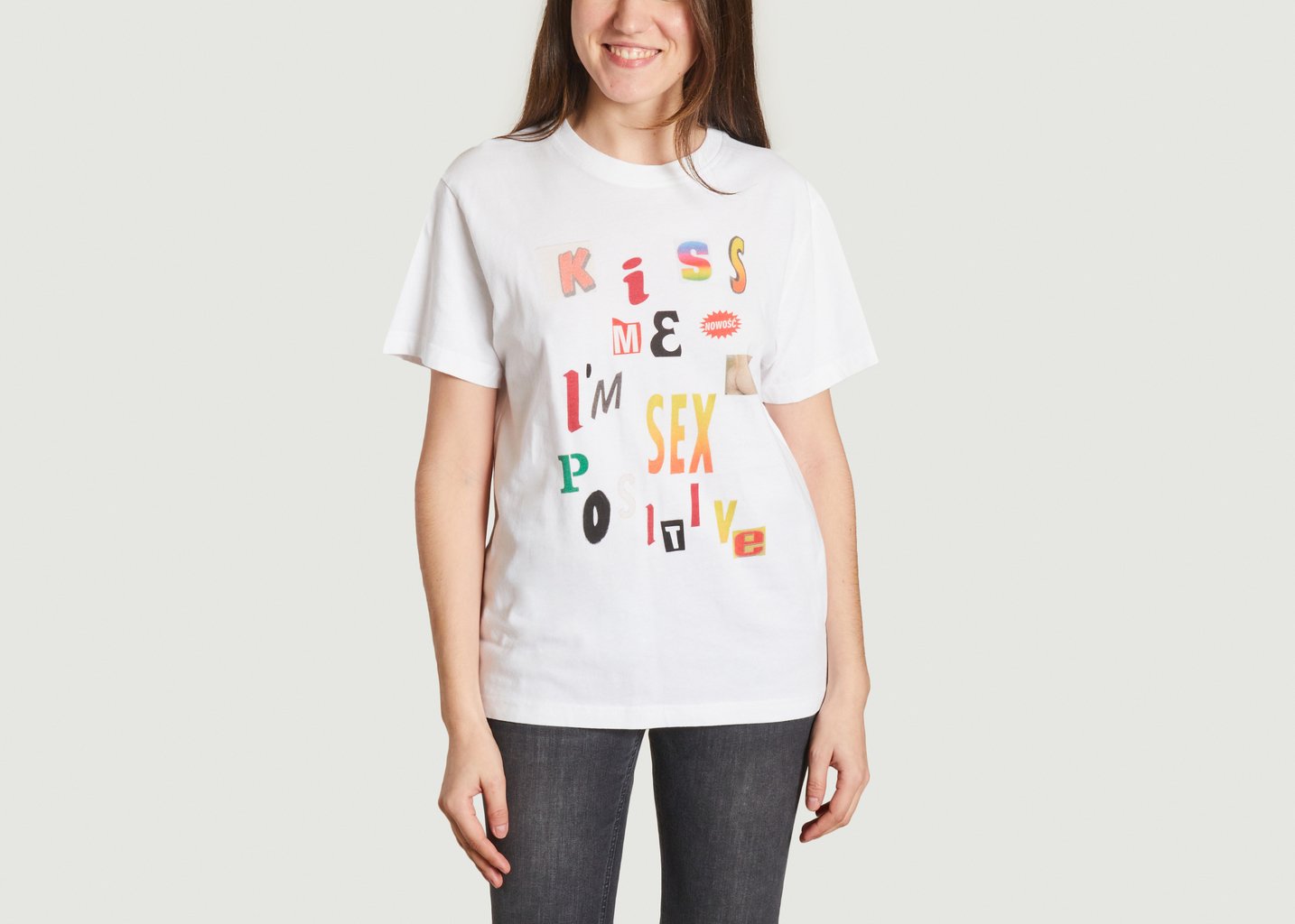 l'exception T shirt Kiss Me Tender Blanc Carne Bollente