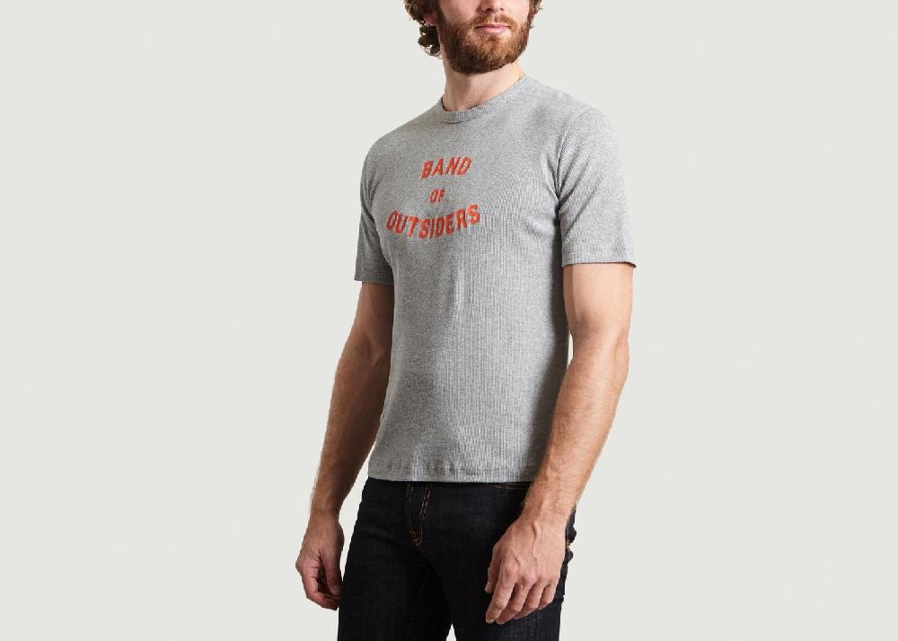 L'exception T Shirt Logo Band Imprimé Gris Band Of Outsiders