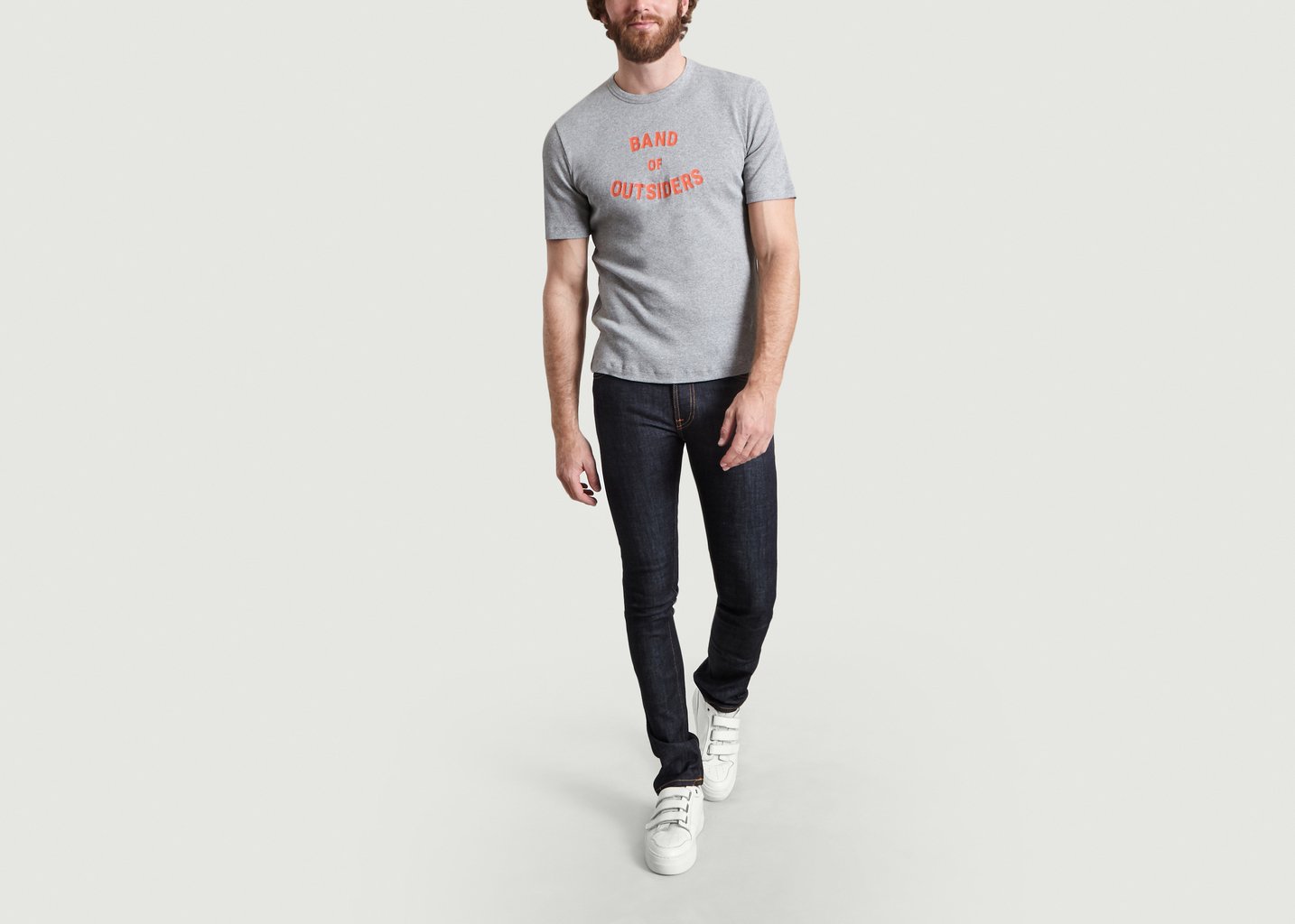 L'exception T Shirt Logo Band Imprimé Gris Band Of Outsiders