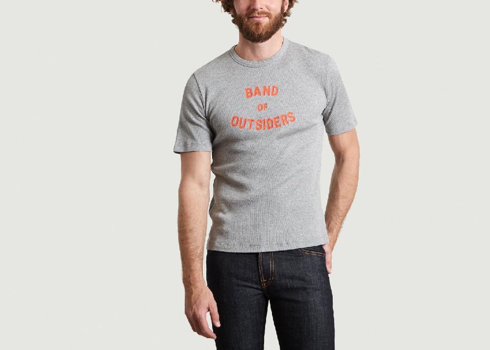 l'exception T Shirt Logo Band Imprimé Gris Band Of Outsiders