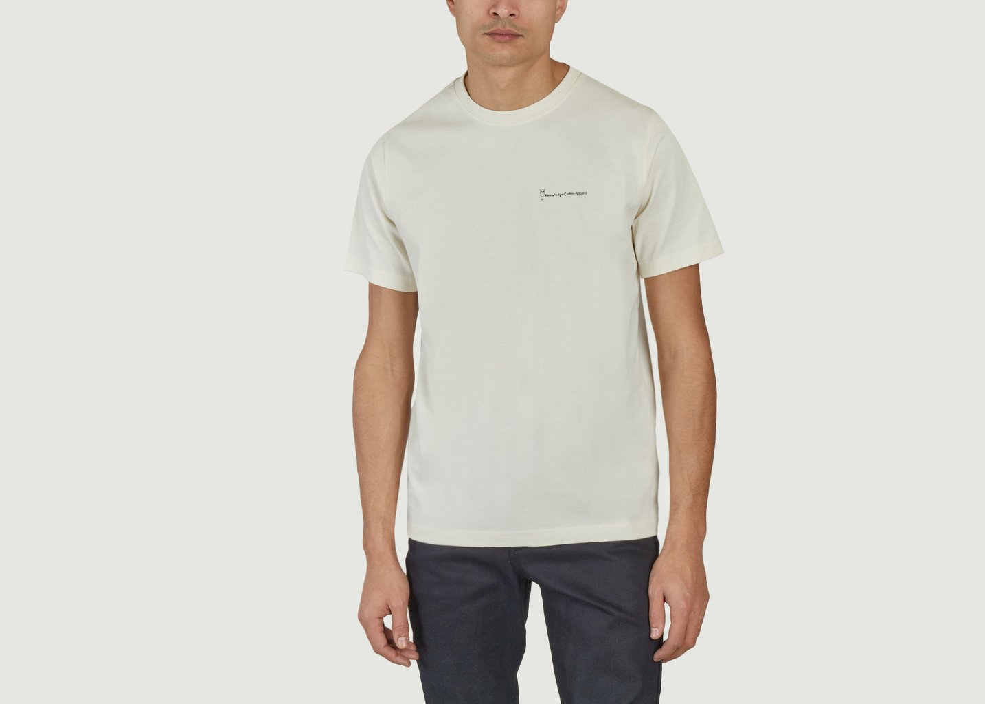 L'exception T Shirt Logotypé Avec Imprimé Au Dos Crème Knowledge Cotton Apparel