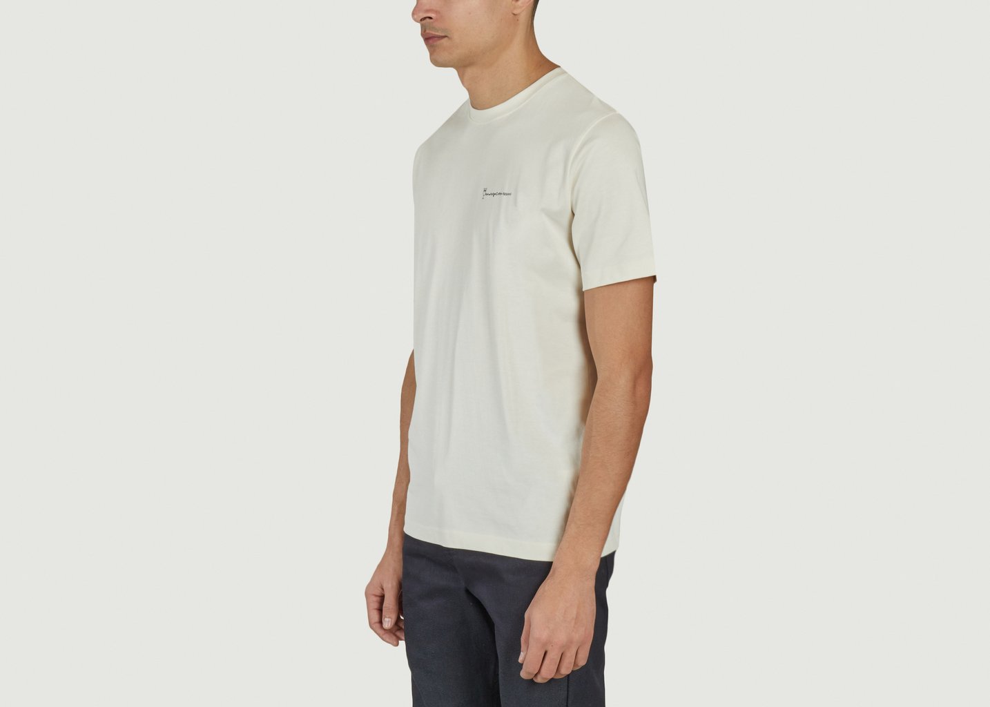 L'exception T Shirt Logotypé Avec Imprimé Au Dos Crème Knowledge Cotton Apparel