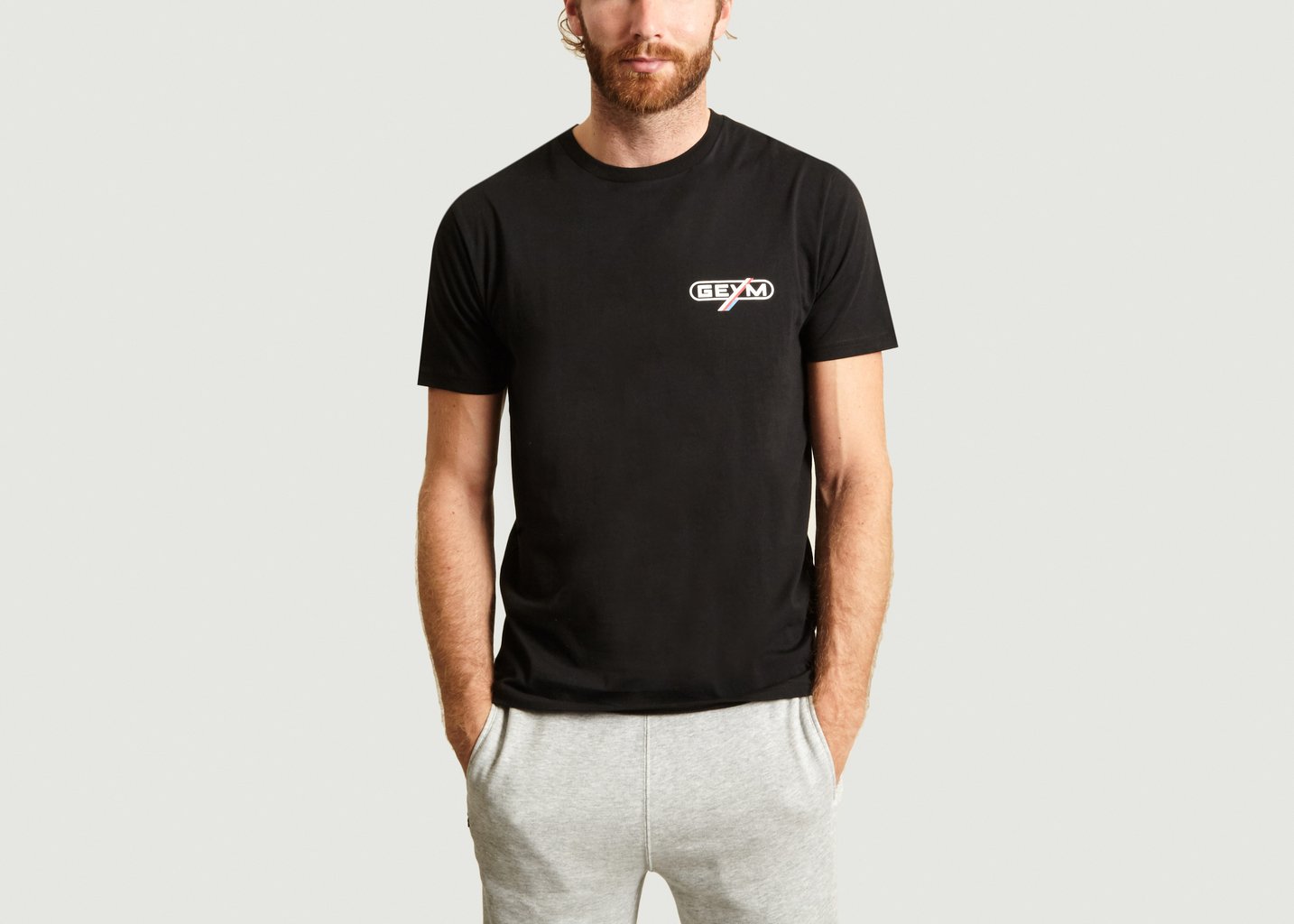 l'exception T shirt Logotype et Bande Latérale Noir GEYM