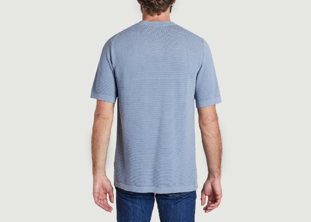 L'exception T Shirt Loose Côtelé Bleu Knowledge Cotton Apparel