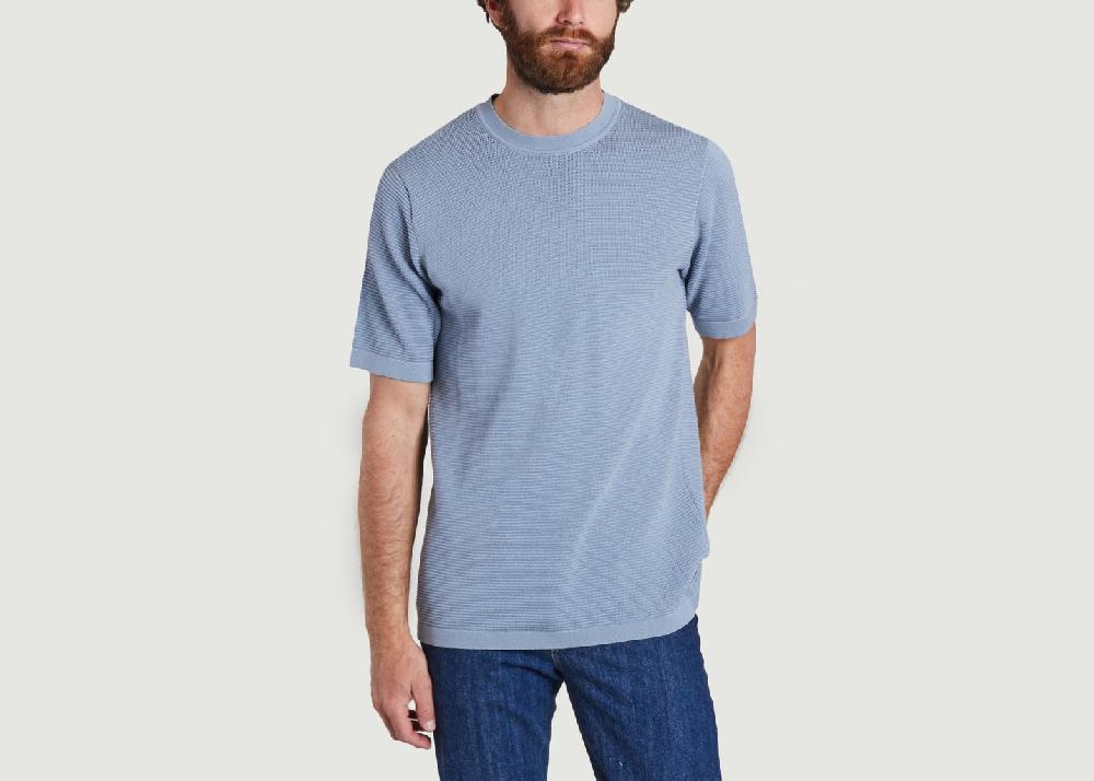 l'exception T shirt loose côtelé Bleu Knowledge Cotton Apparel