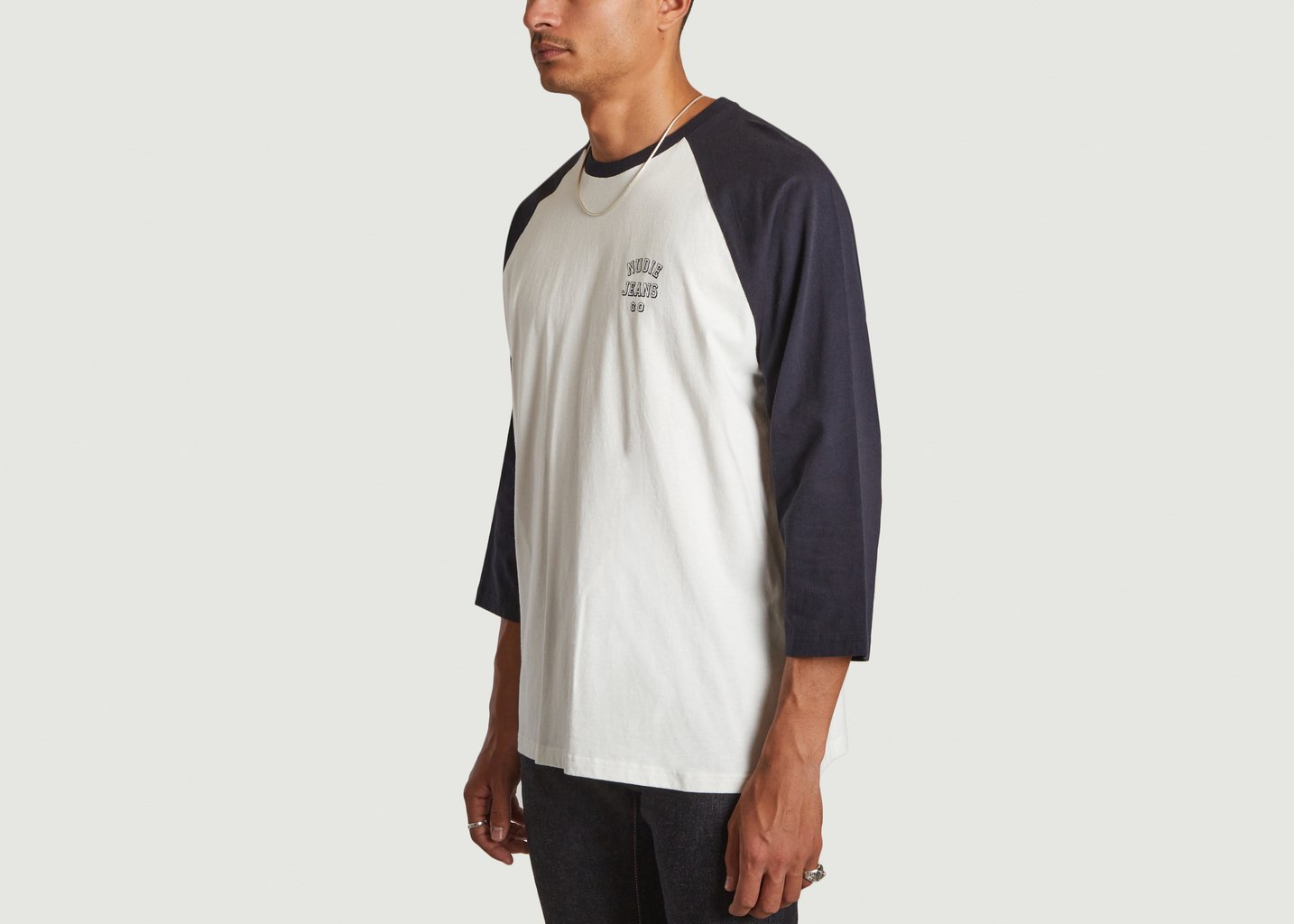 L'exception T Shirt Manches 3/4 Siglé Joey Bleu Marine Nudie Jeans