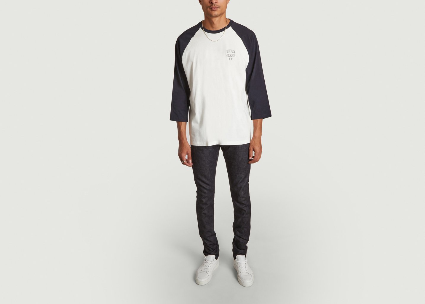 L'exception T Shirt Manches 3/4 Siglé Joey Bleu Marine Nudie Jeans