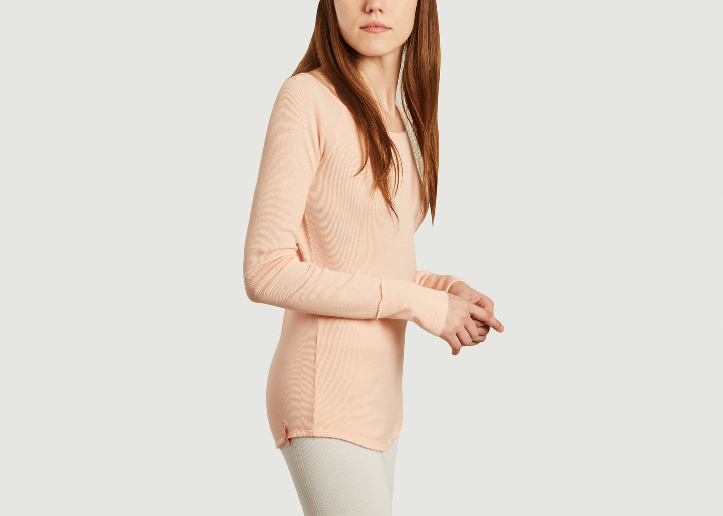L'exception T Shirt Manches Longues De Yoga En Coton Et Modal Vishama Rose Pâle Yoga Searcher