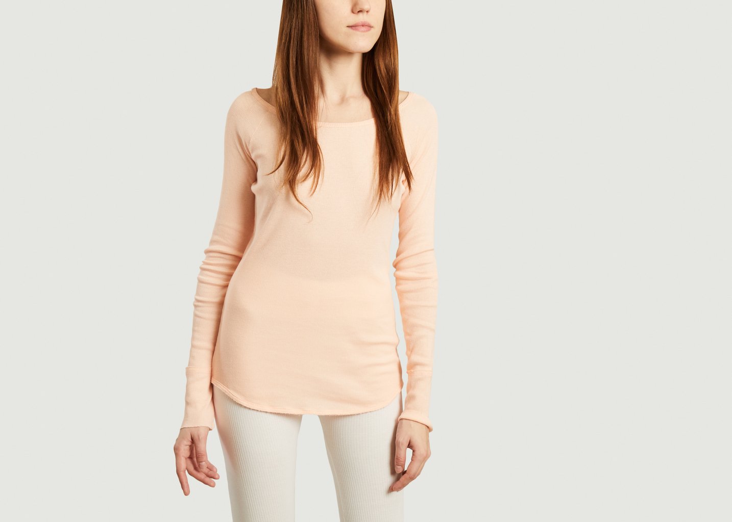 l'exception T shirt manches longues de yoga en coton et modal Vishama Rose Pâle Yoga searcher