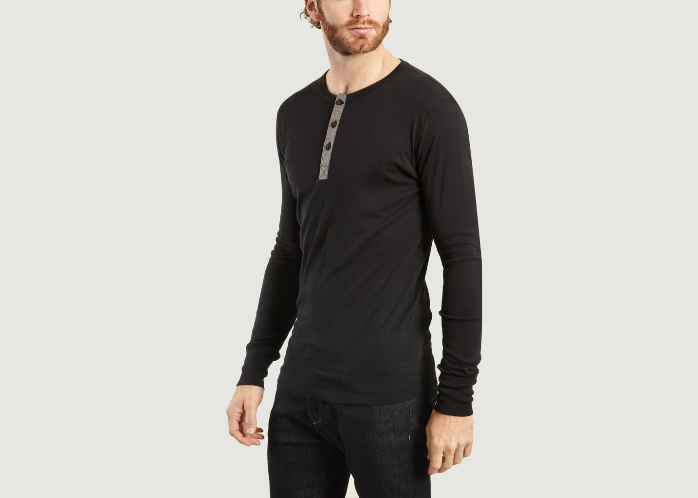 L'exception T Shirt Manches Longues Henley Harri Noir Hemen Biarritz