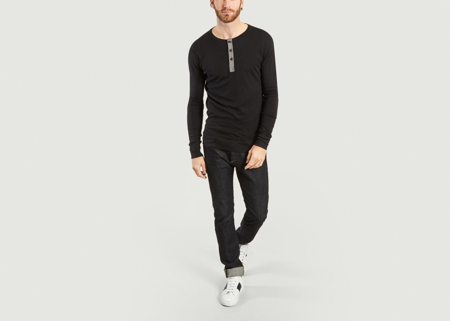 L'exception T Shirt Manches Longues Henley Harri Noir Hemen Biarritz