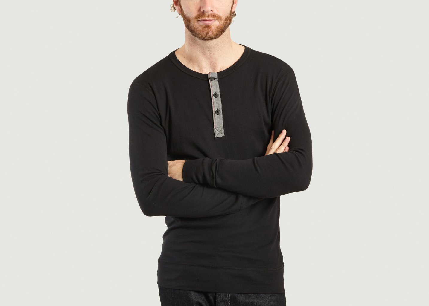 l'exception T Shirt Manches Longues Henley Harri Noir Hemen Biarritz