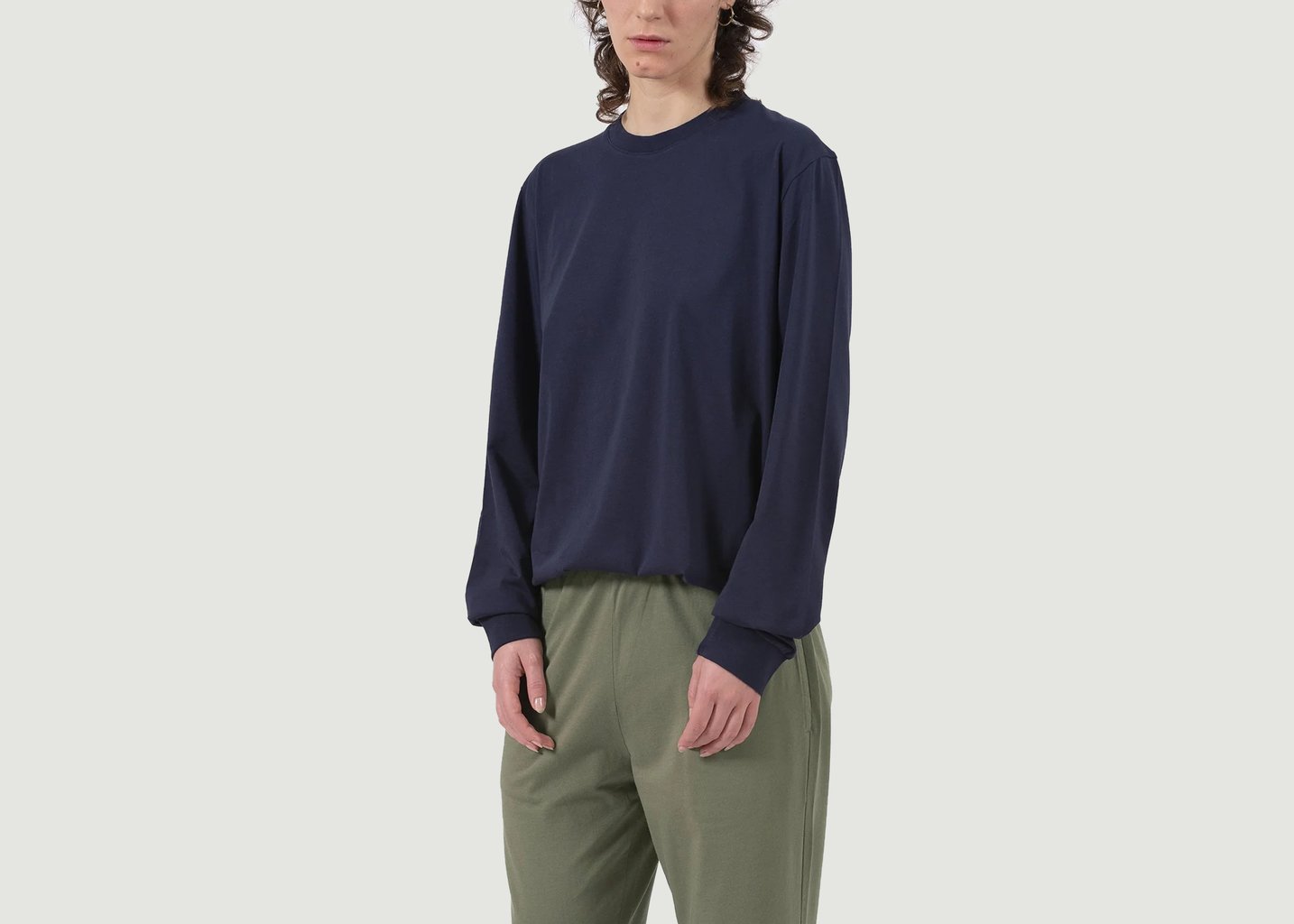 L'exception T Shirt Manches Longues Sagace Bleu Marine Talc Paris