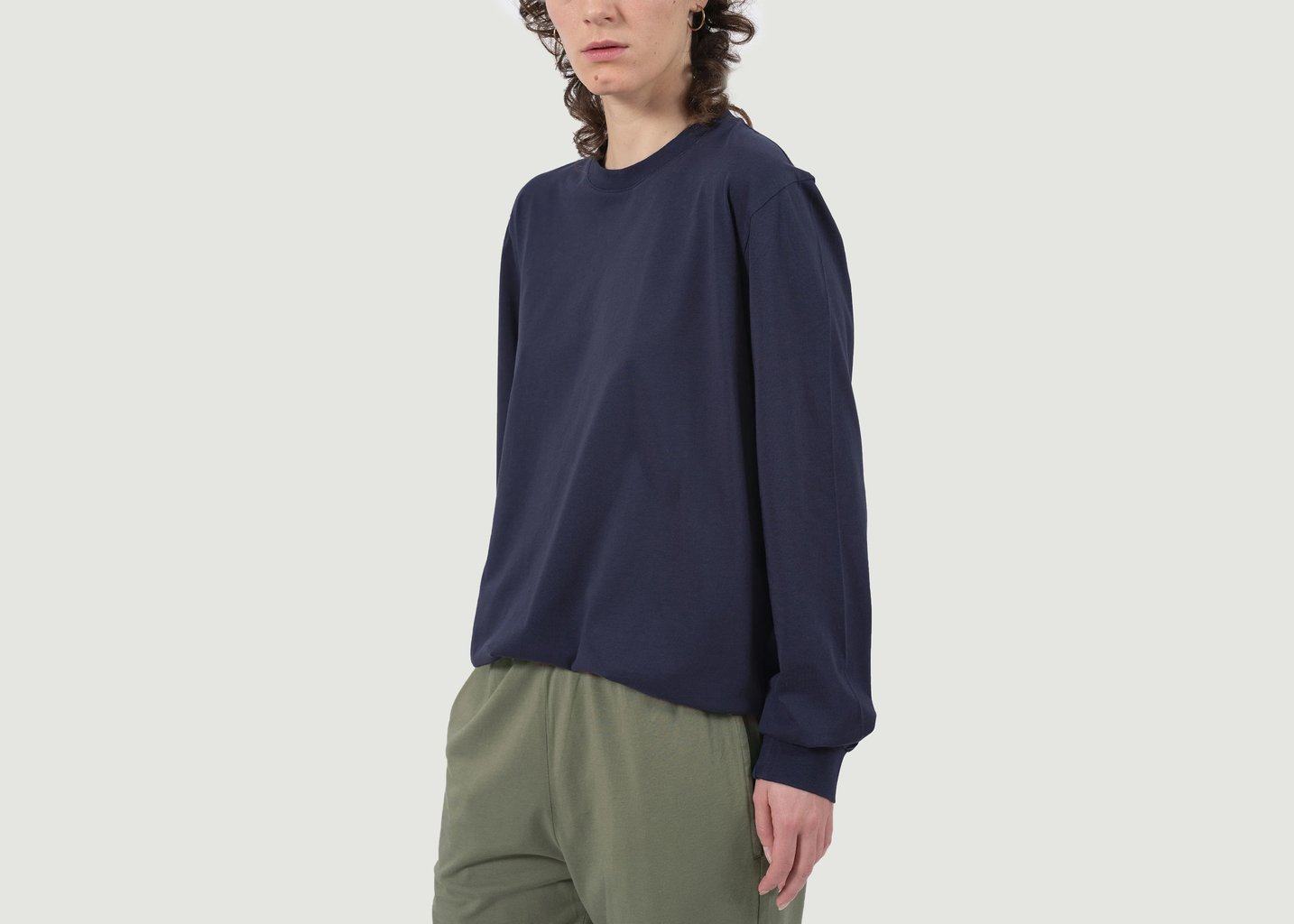 l'exception T shirt Manches Longues Sagace Bleu Marine Talc Paris