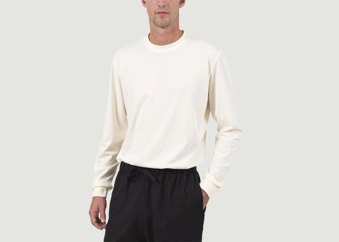l'exception T shirt Manches Longues Sagace Ecru Talc Paris