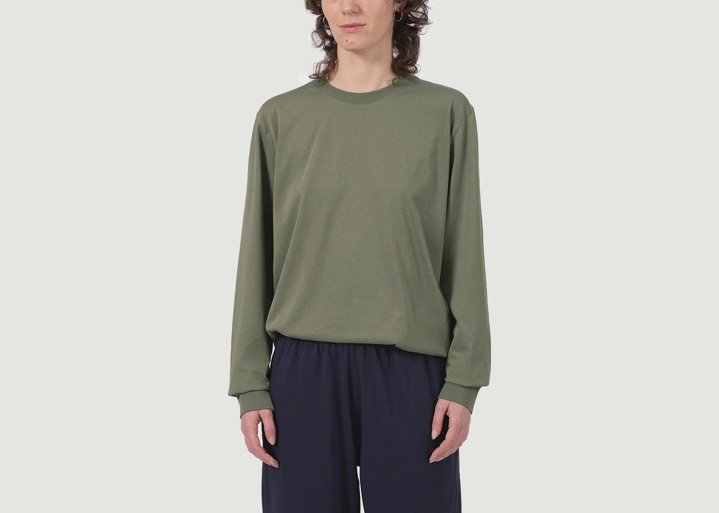 L'exception T Shirt Manches Longues Sagace Khaki Talc Paris