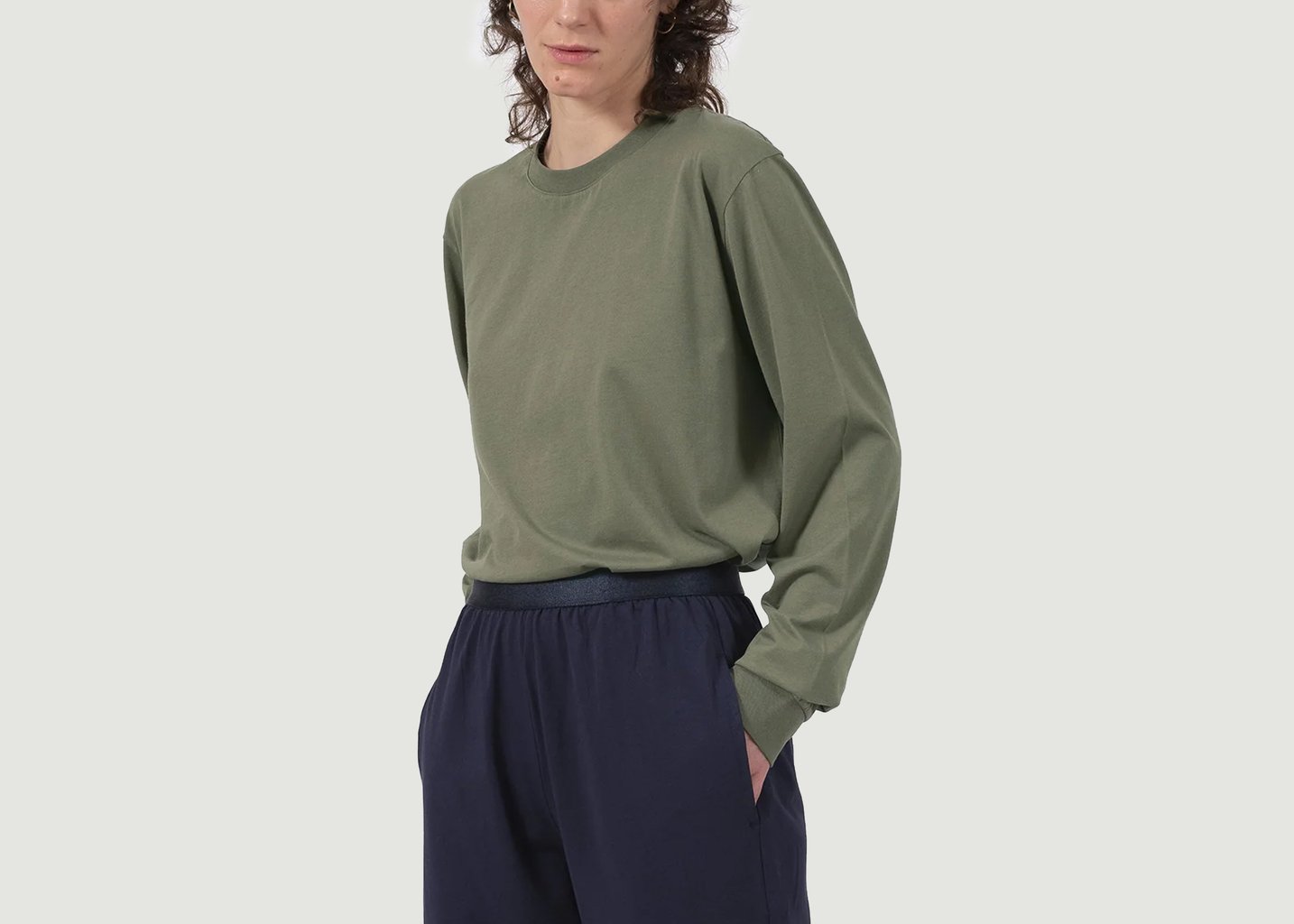 l'exception T shirt Manches Longues Sagace Khaki Talc Paris