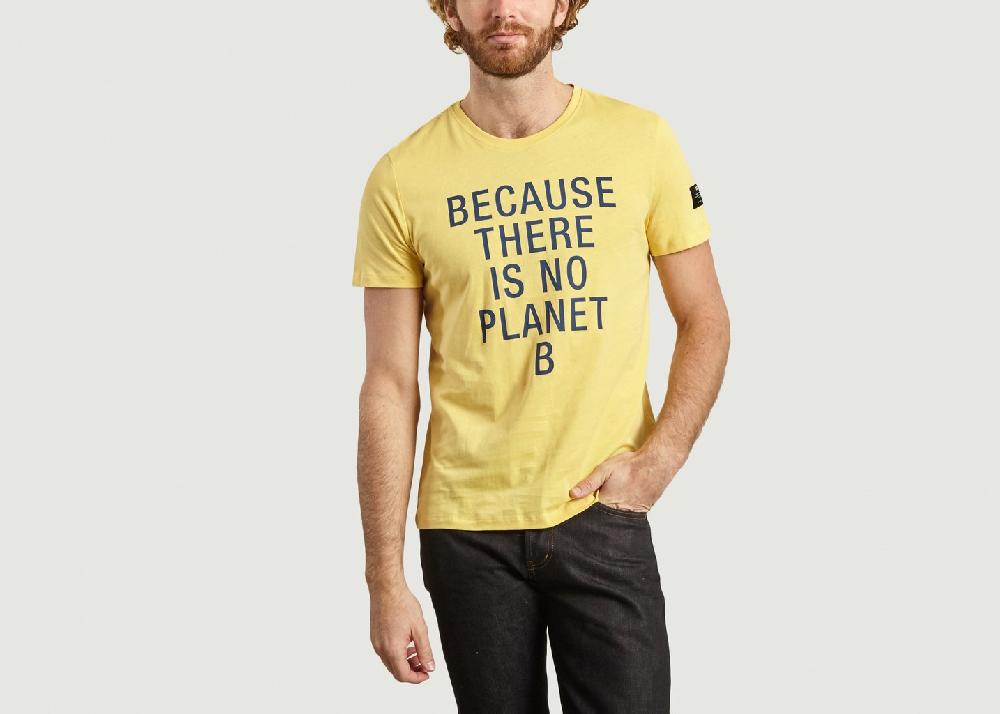 l'exception T shirt Natal Classic Because en coton biologique Jaune Ecoalf