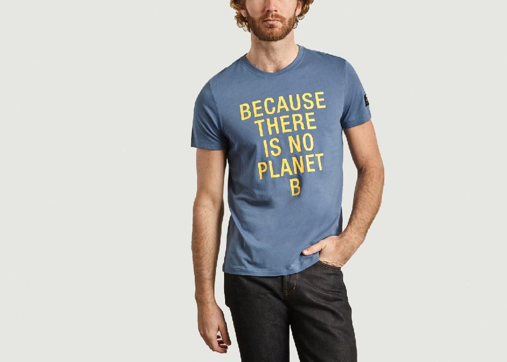 l'exception T shirt Natal Classic Because en coton biologique Bleu Ecoalf