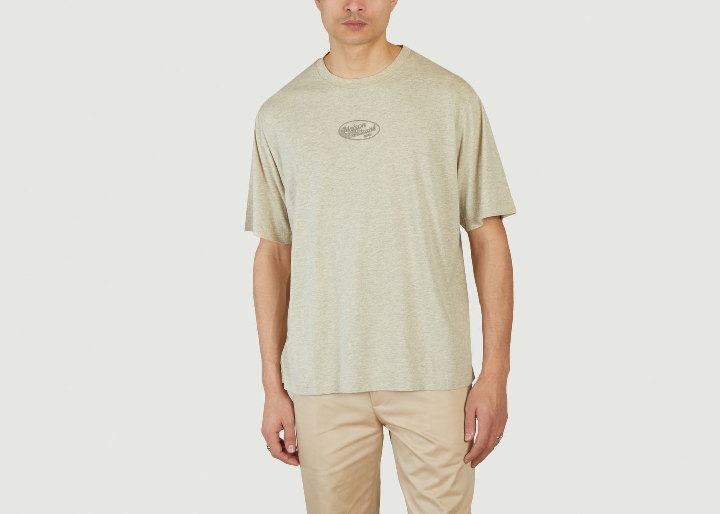 L'exception T Shirt Oversize Pit Stop Beige Maison Kitsuné