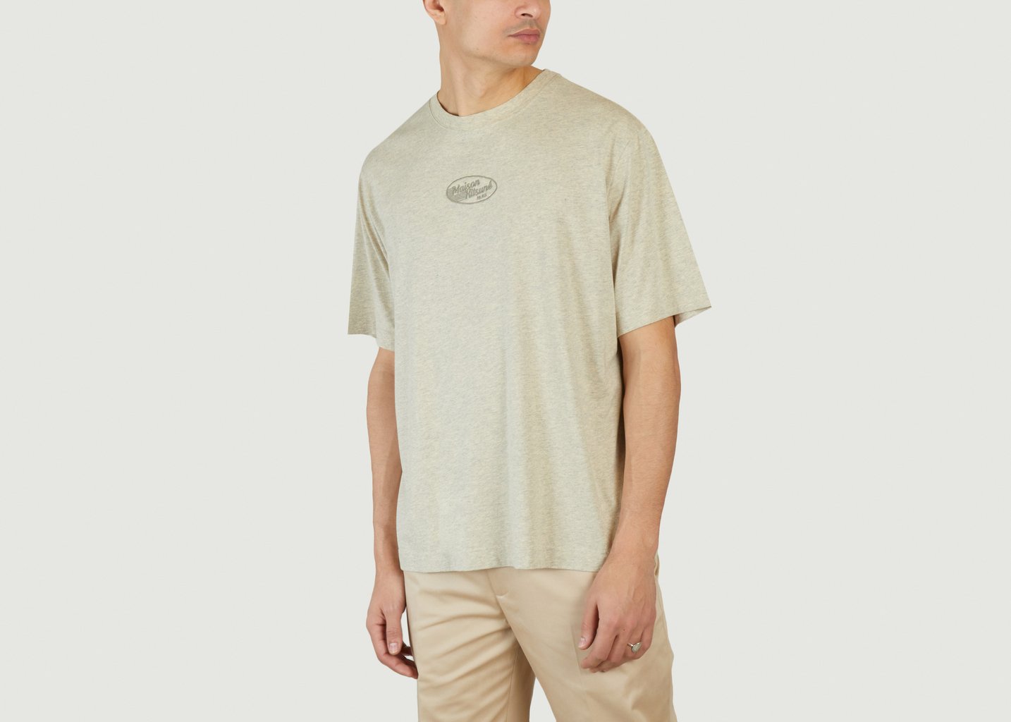 L'exception T Shirt Oversize Pit Stop Beige Maison Kitsuné