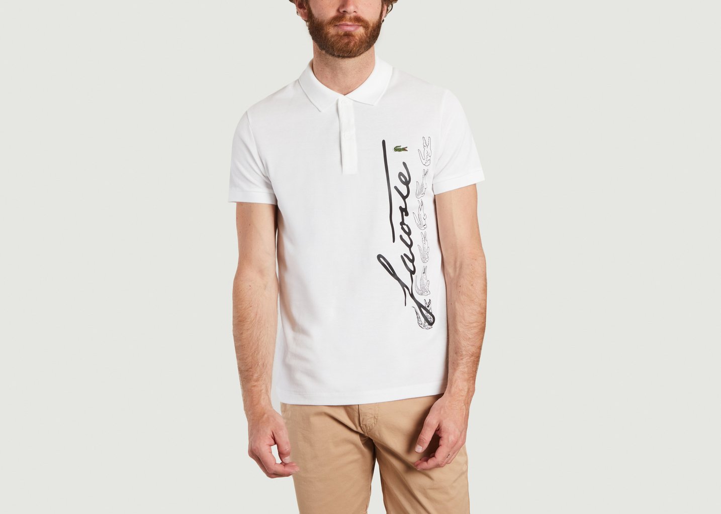l'exception T shirt polo regular fit en coton mélangé Blanc Lacoste