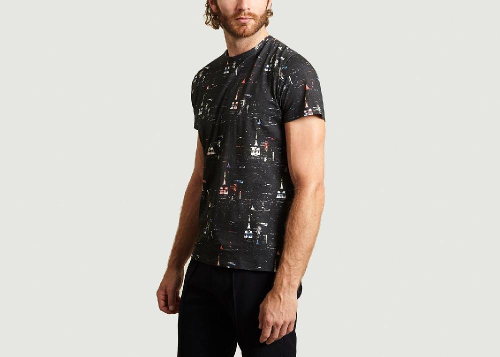 L'exception T Shirt Print Skycrapers Noir M.X Maxime Simoëns